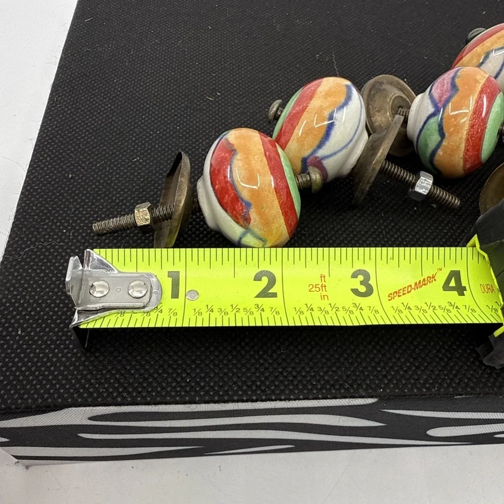 6 Porcelain Colorful Drawer Knobs Door Pulls‎ Southwestern 1.25